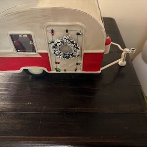 Festive Red and Cream Holiday Caravan Decor